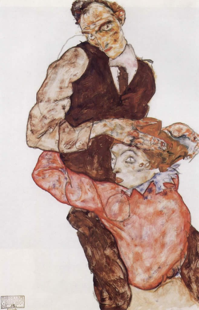 Egon Schiele Courting couple